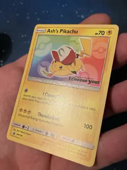 1x 2017 Pokemon ASH‘S PIKACHU I CHOOSE YOU! STAMP SM108 BLACK STAR PROMO Near Mi - Image 4