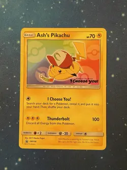 1x 2017 Pokemon ASH‘S PIKACHU I CHOOSE YOU! STAMP SM108 BLACK STAR PROMO NM - Image 1