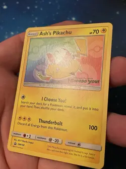 1x 2017 Pokemon ASH‘S PIKACHU I CHOOSE YOU! STAMP SM108 BLACK STAR PROMO NM - Image 2