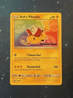 1x 2017 Pokemon ASH‘S PIKACHU I CHOOSE YOU! STAMP SM108 BLACK STAR PROMO NM 4 - Image 1