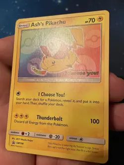 1x 2017 Pokemon ASH‘S PIKACHU I CHOOSE YOU! STAMP SM108 BLACK STAR PROMO NM 4 - Image 2