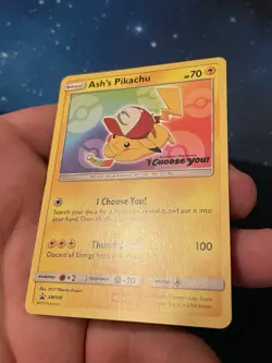 1x 2017 Pokemon ASH‘S PIKACHU I CHOOSE YOU! STAMP SM108 BLACK STAR PROMO NM 4 - Image 3