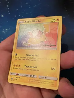 1x 2017 Pokemon ASH‘S PIKACHU I CHOOSE YOU! STAMP SM108 BLACK STAR PROMO NM 6 - Image 3