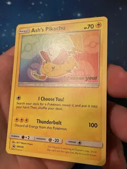 1x 2017 Pokemon ASH‘S PIKACHU I CHOOSE YOU! STAMP SM108 BLACK STAR PROMO NM 8 - Image 2