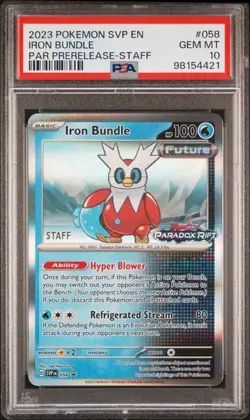Pokemon Iron Bundle STAFF PSA10 #058 Promo Paradox Rift Prerelease POP36 - Image 1