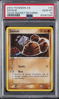 2004 POKEMON EX TEAM ROCKET RETURNS #79 SWINUB PSA 10 - Image 1