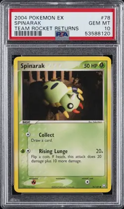 2004 POKEMON EX TEAM ROCKET RETURNS #78 SPINARAK PSA 10 - Image 1