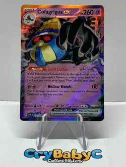 Pokemon Cofagrigus ex 076/182 Paradox Rift Scarlet & Violet Double Rare - Image 1
