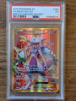 2015 Pokemon XY Breakthrough PSA 1 Mewtwo EX #165 Holo Full Art Secret Rare - Image 1