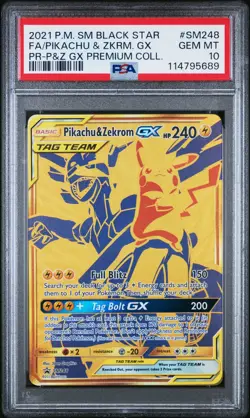 PSA 10 Pikachu & Zekrom GX Tag Team SM248 Promo Sun & Moon Pokemon Gold Card - Image 2