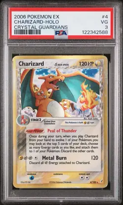 Pokemon 2006 EX Crystal Guardians #4 Charizard Holo Card PSA 3 - Image 1