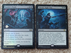 RANKLE'S PRANK foil & GHOUL'S NIGHT OUT 2x black sorcery cards, MTG unplayed - Image 1
