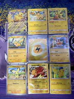 Pikachu Card Lot Electric Themed Binder Page 9 Pokemon Cards - Image 1