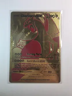Pokemon Charizard GX Gold Metal Card Spirit Bomb GX Burning Flame - Image 1