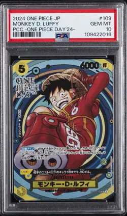 2024 ONE PIECE JPN PREM CARD COLL -ONE PIECE DAY'24- #109 MONKEY D. LUFFY PSA 10 - Image 1