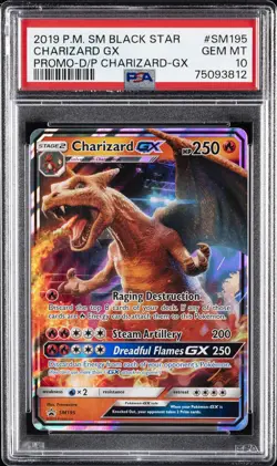 2019 POKEMON SM BLACK STAR PROMO #SM195 CHARIZARD GX PSA 10 - Image 1