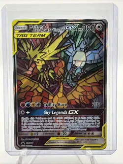 🔥 Pokemon TCG- Moltres, Zapdos, Articuno GX SM210 Stain Glass Promo - NM/MT ⁉ - Image 1
