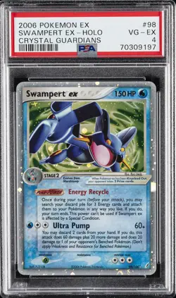 2006 POKEMON EX CRYSTAL GUARDIANS #98 SWAMPERT EX-HOLO PSA 4 - Image 1