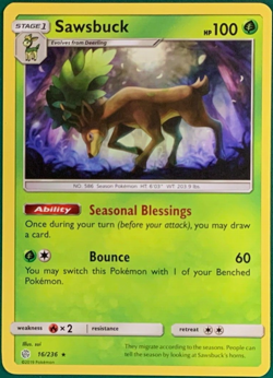 Pokemon - Sawsbuck - 16/236 - Rare - Non-Holo - Theme Deck Exclusive - NM/M - Image 1