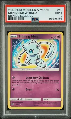 2017 POKEMON SUN & MOON SHINING LEGENDS #40 SHINING MEW-HOLO PSA 9 - Image 1