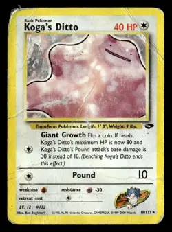 2000 Pokemon Gym Challenge Koga's Ditto Holo 10/132 UX1769 - Image 1