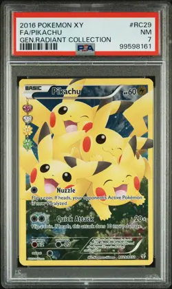 2016 POKEMON XY GENERATIONS RADIANT COLL #RC29 FULL ART/PIKACHU PSA 7 - Image 1