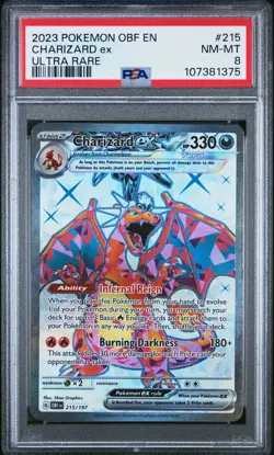 2023 POKEMON OBF EN-OBSIDIAN FLAMES ULTRA RARE #215 CHARIZARD EX PSA 8 - Image 1