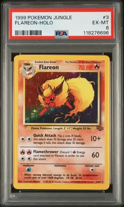 1999 Pokemon Jungle Vintage WOTC Flareon #3 PSA 6 (NEW CERT) - Image 1