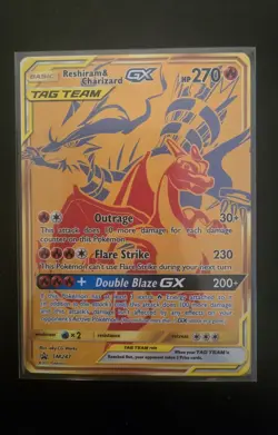 Reshiram & Charizard GX and Pikachu & Zekrom GX Pokemon Gold Promo Tag Team Lot - Image 3
