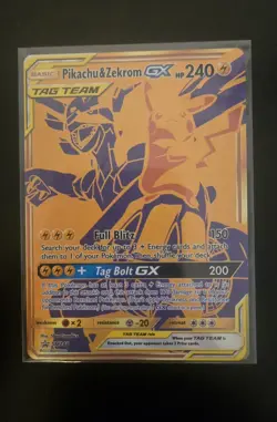 Reshiram & Charizard GX and Pikachu & Zekrom GX Pokemon Gold Promo Tag Team Lot - Image 5
