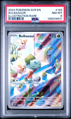 2024 POKEMON SCR EN-STELLAR CROWN ILLUSTRATION RARE #143 BULBASAUR PSA 8 - Image 1
