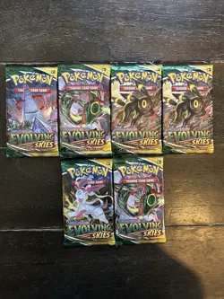 Lot of (6) Pokemon TCG Sword And Shield Evolving Skies Sealed Booster Packs - Image 1