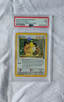 2000 Pokemon Black Star Promo GAME BOY #10 Meowth Holo PSA 7 - Image 3