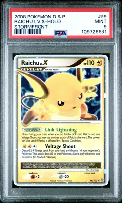 2008 POKEMON DIAMOND & PEARL STORMFRONT #99 RAICHU LV.X-HOLO PSA 9 - Image 1