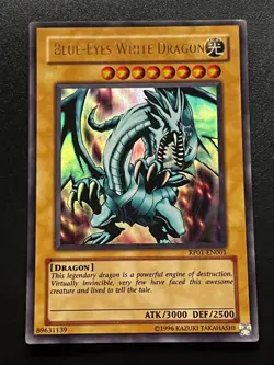 Blue-Eyes White Dragon RP01-EN001 Ultra Rare Original Print Moderate Play Yugioh - Image 1