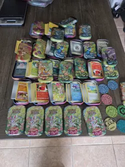 Pokemon Prismatic Evolutions Mini Tin Set HUGE LOT Of 20 LOTS OF CARDS COINS - Image 2