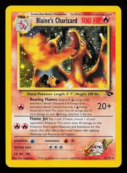 Blaine's Charizard 2/132 Holo Corrected Symbol Error Gym Challenge Pokemon Card - Image 1