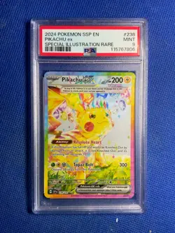 2024 POKEMON SSP EN-SURGING SPARKS SPECIAL ILLUSTRATION RARE PIKACHU EX PSA 9 - Image 1