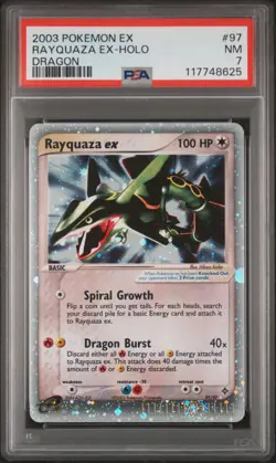 2003 POKEMON EX DRAGON #97 RAYQUAZA EX-HOLO PSA 7 - Image 1