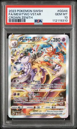 2023 POKEMON SWORD & SHIELD CROWN ZENITH #GG44 FULL ART/MEWTWO VSTAR PSA 10 - Image 1