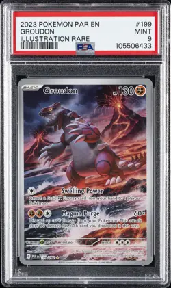 2023 POKEMON PAR EN-PARADOX RIFT ILLUSTRATION RARE #199 GROUDON PSA 9 - Image 1