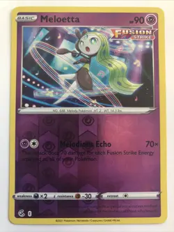 Pokemon TCG Fusion Strike Meloetta Reverse Holofoil 124/264 NM Rare - Image 1