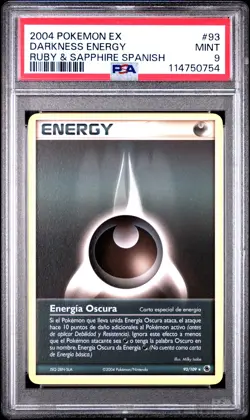 2004 POKEMON SPANISH EX RUBY & SAPPHIRE #93 DARKNESS ENERGY PSA 9 - Image 1