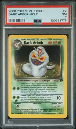 2000 Pokemon Team Rocket Dark Arbok Holo #2 PSA 7 NM - Image 1