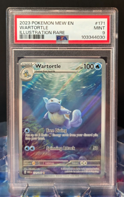 2023 POKEMON MEW EN WARTORTLE ILLUSTRATION RARE #171 PSA GRADED MINT 9 - Image 1