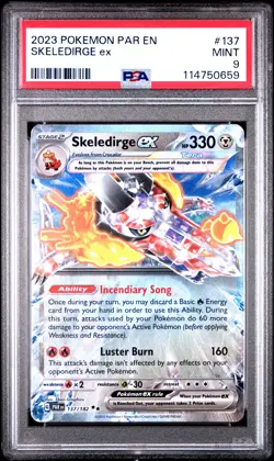 2023 POKEMON PAR EN-PARADOX RIFT #137 SKELEDIRGE EX PSA 9 - Image 1