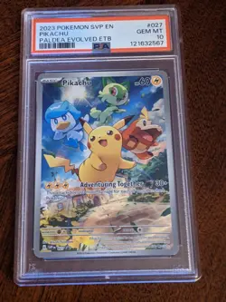2023 Pikachu Promo SVP EN #027 Paldea Evolved ETB PSA 10 Gem MT Pokemon - Image 1