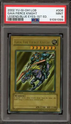 Yu-Gi-Oh! Gaia Fierce Knight Legend Blue Eyes 1st Ed LOB-006 WAVY FADED PSA 9 - Image 1