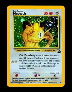 2000 Pokemon MEOWTH Game Boy BLACK STAR PROMO Rare HOLO Foil GB Card #10 WotC EX - Image 2
