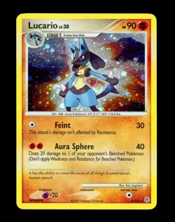 2007 Pokemon LUCARIO Diamond & Pearl Base Set Series HOLO Foil Rare Card 6/130 - Image 3
